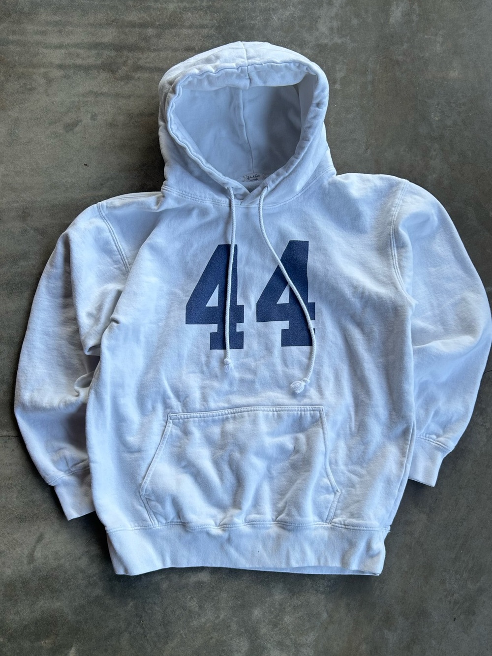 Brandy Melville White Hoodie with Navy 44 Graphic